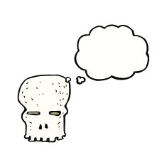 cartoon spooky skull with thought bubble N132