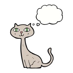 cartoon cat with thought bubble N33