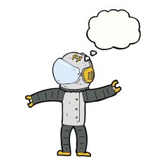 cartoon astronaut with thought bubble N105