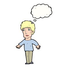 cartoon surprised man with thought bubble N121