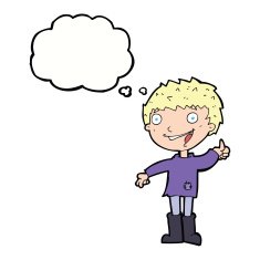 cartoon excited boy with thought bubble N131