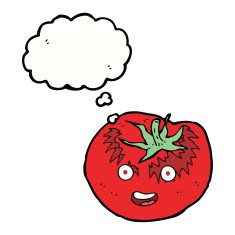 cartoon tomato with thought bubble N39