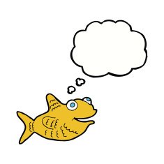 cartoon happy fish with thought bubble N21