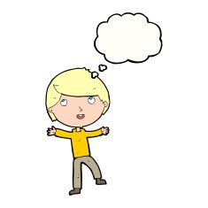 cartoon happy boy with thought bubble N207