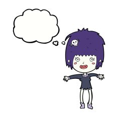 cartoon vampire girl with thought bubble N194