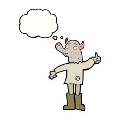 cartoon funny werewolf with thought bubble N13