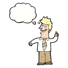 cartoon man with good idea thought bubble N17