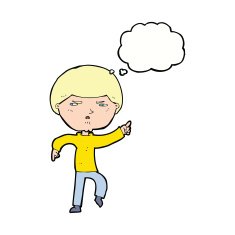 cartoon annoyed man with thought bubble N71