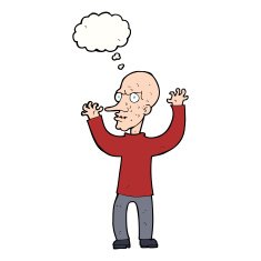 cartoon mean man with thought bubble N18