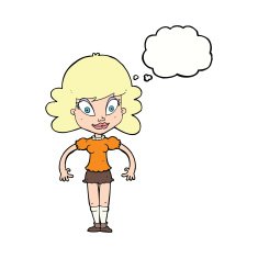 cartoon pretty woman with thought bubble N242