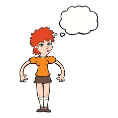 cartoon curious woman with thought bubble N47