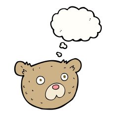 cartoon teddy bear with thought bubble N57