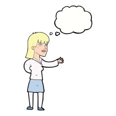 cartoon woman explaining with thought bubble N45