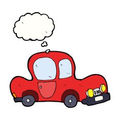 cartoon car with thought bubble N36