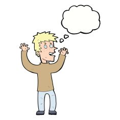 cartoon excited man with thought bubble N60