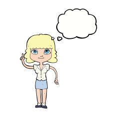 cartoon woman with idea thought bubble N219