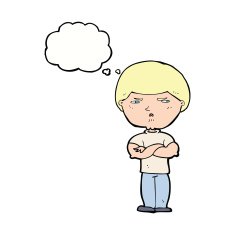 cartoon grumpy man with thought bubble N18
