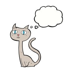 cartoon cat with thought bubble N34