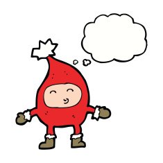 cartoon funny christmas character with thought bubble N5