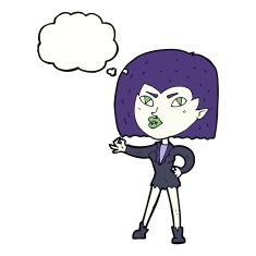 cartoon vampire girl with thought bubble N198
