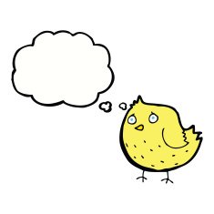 cartoon bird with thought bubble N245