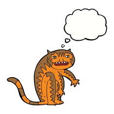 cartoon tiger with thought bubble N5
