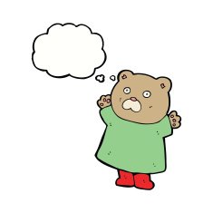 funny cartoon bear with thought bubble N34
