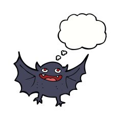 cartoon vampire bat with thought bubble N11