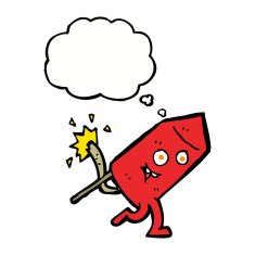 cartoon funny firework character with thought bubble N17