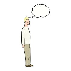cartoon tall man with thought bubble N8