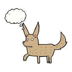cartoon wild dog with thought bubble N8