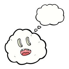 cartoon spooky cloud with thought bubble N5