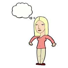 Cartoon Annoyed Woman With Thought Bubble N164