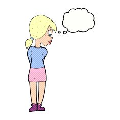 cartoon pretty girl with thought bubble N89