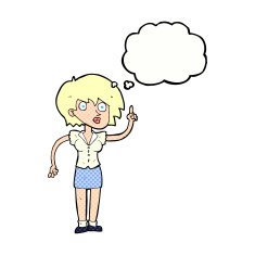 cartoon woman with question thought bubble N10