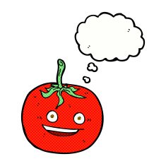 cartoon tomato with thought bubble N40
