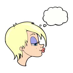 cartoon pretty woman with thought bubble N243