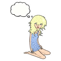cartoon pretty girl with thought bubble N91