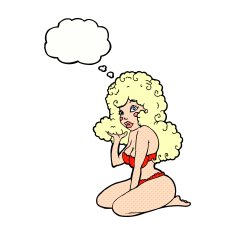 cartoon pin up girl with thought bubble N10