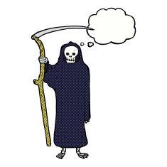 death cartoon with thought bubble N10