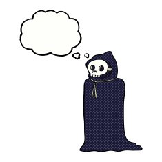 cartoon spooky halloween costume with thought bubble N17