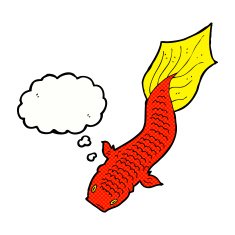 cartoon fish with thought bubble N80