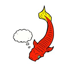 cartoon fish with thought bubble N81