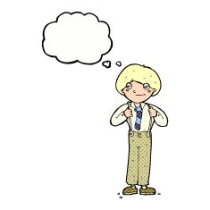 cartoon man wearing braces with thought bubble N10