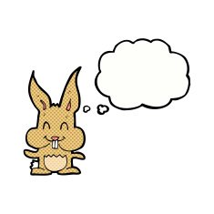 cartoon rabbit with thought bubble N80