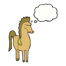 cartoon horse with thought bubble N30