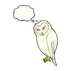 cartoon owl with thought bubble N57