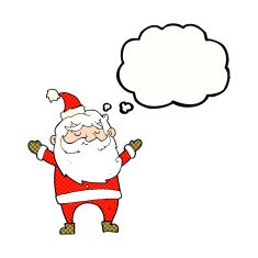 cartoon happy santa claus with thought bubble N27
