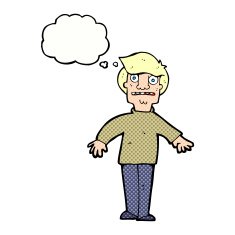 cartoon shocked man with thought bubble N98