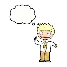cartoon man with idea thought bubble N97